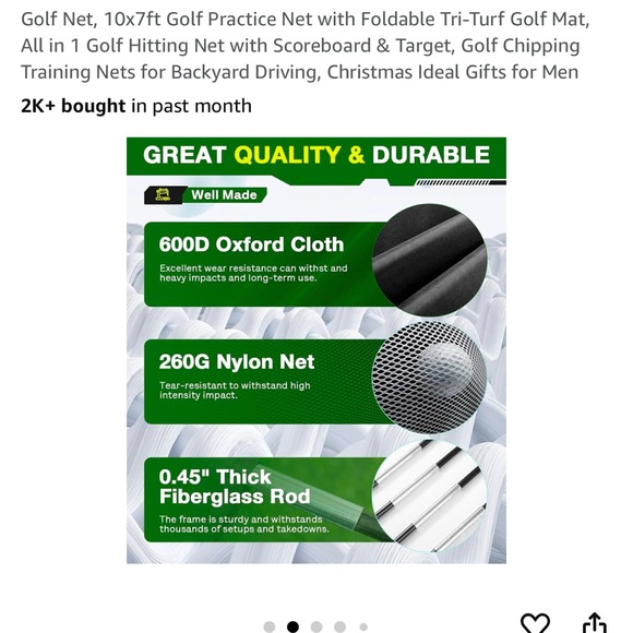 Black Golf Practice Net with Tri-Turf Mat - Picture 7 of 7